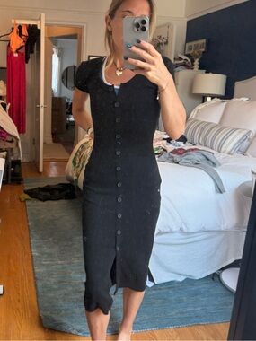 BB Dakota Black Button-Front Midi Dress
